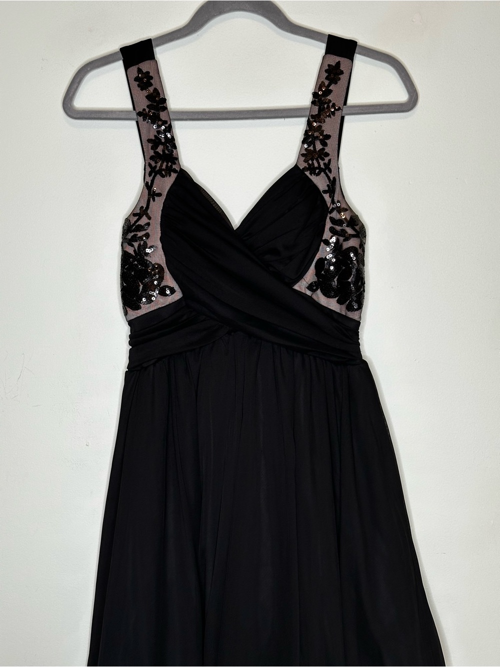 Trixxi Black Floral Sequin Evening Gown